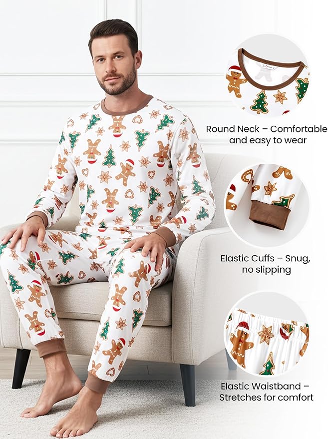 PATPAT Christmas Family Matching Pajama Sets Includes Christmas Socks - Perfect for Family Photos & Holiday Celebrations