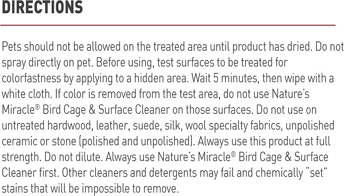 Nature's Miracle Bird Cage & Surface Cleaner, 24 oz | Bio-Enzymatic Formula Helps Break Down Tough Stains & Odors, Cleans & Deodorizes Cages & Accessories, Safe For Pets and Home*