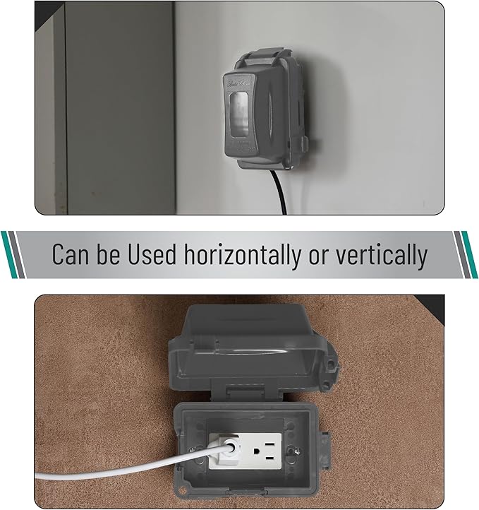 Bates- Weatherproof Electrical Outlet Cover, 1-Gang, Gray Outdoor Outlet Cover Weatherproof Outlet Cover Box, Outdoor Plug Cover