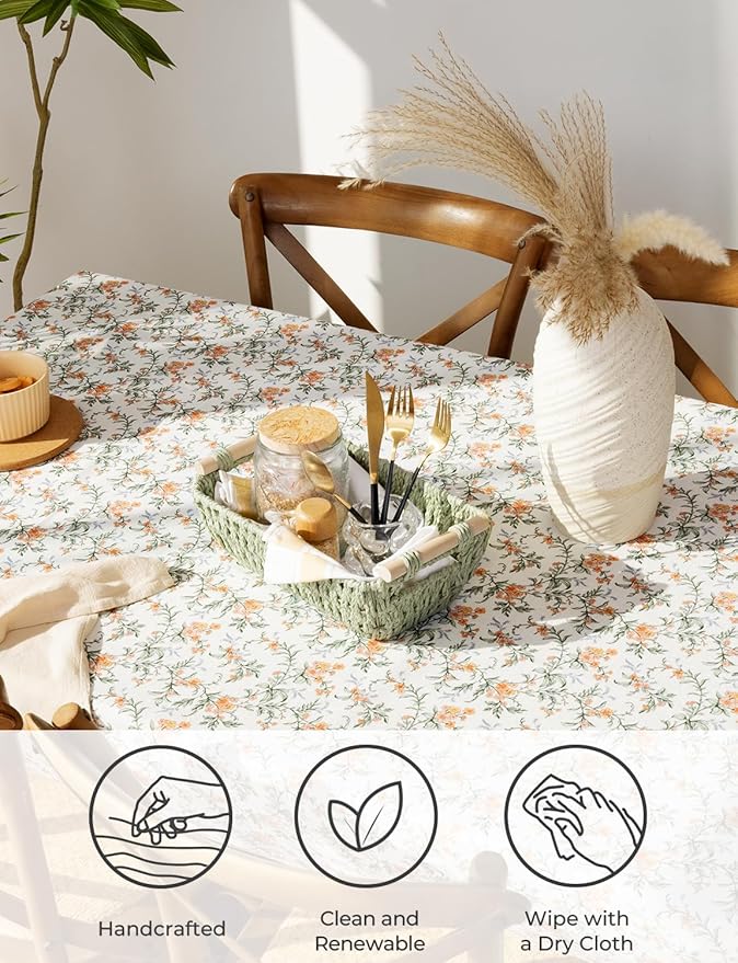StorageWorks Round Paper Rope Woven Basket with Wooden Handles for Gifts, Small Woven Baskets for Bathroom, Bosana Green, 2-Pack