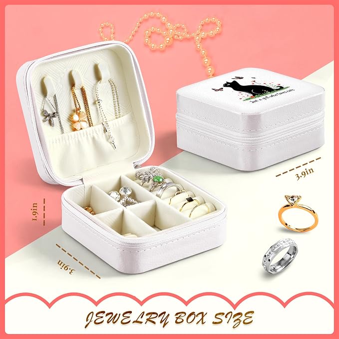 Black Cat Jewelry Box, Gifts For Kids Teens Girls, Black Cat Lovers Stuff Items Accessories Things Merchandise Decor Merch, Travel Ring Earrings Necklace Organizer Holder!