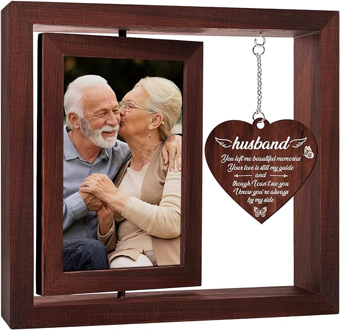 Vetbuosa Memorial Gifts for Loss of Husband Picture Frame,Sympathy Gifts for Loss of Husband,Bereavement Remembrance Funeral Condolence Gifts for Loss of Husband,Fits 4x6 In Photo