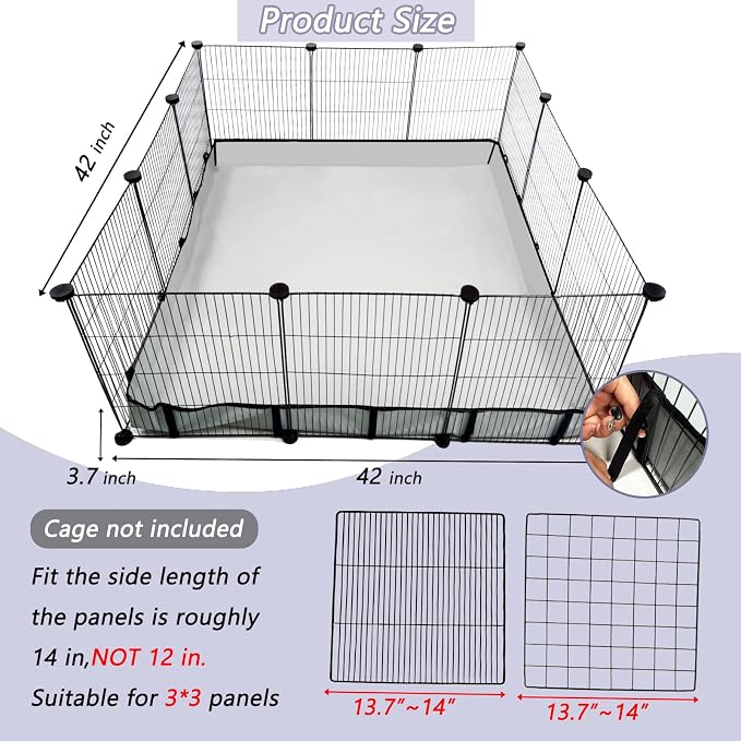 Guinea Pig Cage Liner Tarp Bottom Waterproof and Washable Base Also for Rabbits, Bunny, Chinchesillas, Hedgehog, Ferrets and Other Small Animals(42x42 inches)