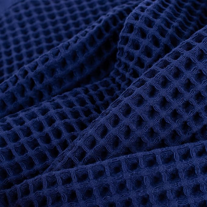 Püskül - Luxury Waffle Towel Set for Bathroom 4 Pieces Navy Blue, Premium Quality Organic 100% Turkish Cotton 2 Hand and 2 Bath Towels Sets, Quick Dry Thin Waffle Towels, Made in Turkiye (Navy Blue)