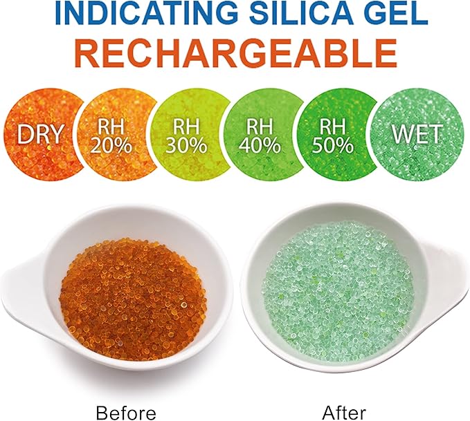 40 Gram Pack of 10 Silica Gel Canister, Gun Safe Dehumidifiers (Orange to Green), Reusable Desiccant Moisture Absorber for Car, Closet