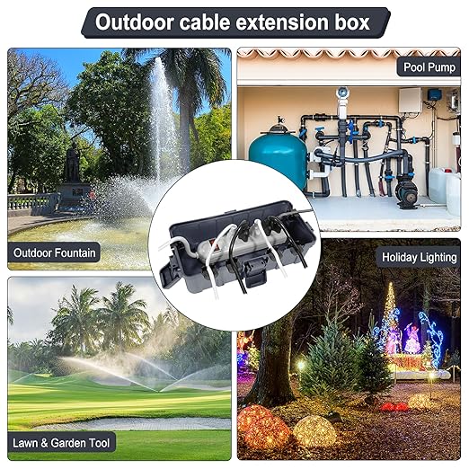 [2 Pack] Outdoor Electrical Box Waterproof, OUTDSPLY Medium Outdoor Electrical Box (11.6x5.2x4.1 inch) w/ 6 Cable Entry, Weatherproof Connection Box for Power Strip, Plug, Timer, Holiday Lights, Gray
