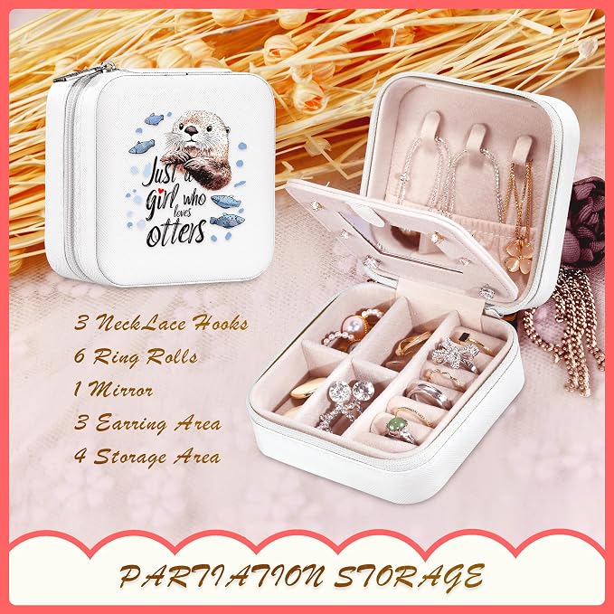 Otter Jewelry Box, Gifts For Teens Girls, Otter Lovers Stuff Items Accessories Things Merchandise Decor Merch, Travel Ring Earrings Necklace Organizer Holder!