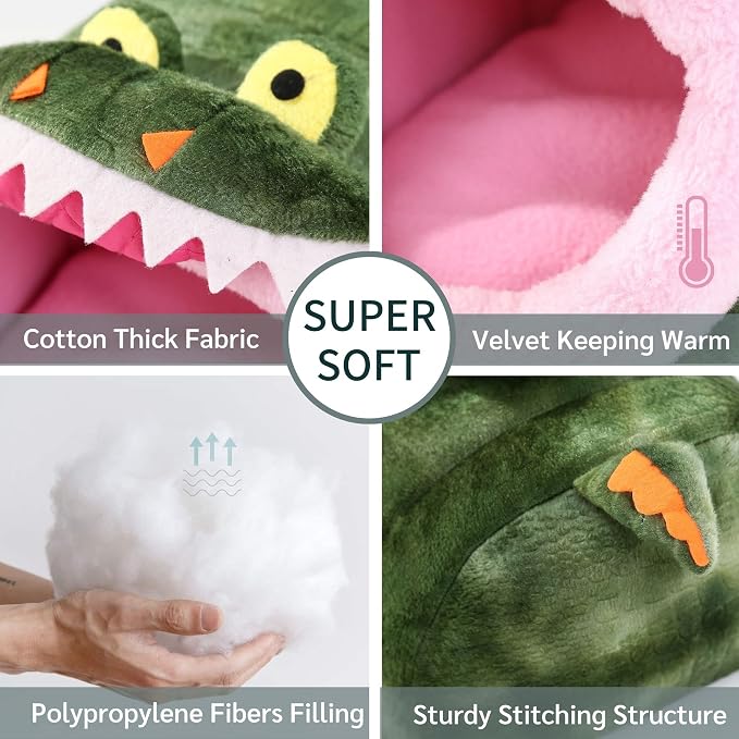 JanYoo Chinchilla Hideout Bed House Toys and Accessories Cage Cave Cute Cube Cup Hide for Bearded Dragon Ferret(L,Crocodile)