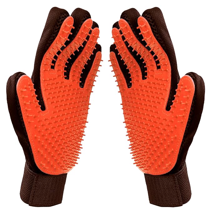 Raw Paws Grooming Gloves, 2 ct - Soft-Tip Pet Gloves for Dogs, Cats & Horses - Deshedding and Grooming Solution | Cat Brush Glove - Dog Washing Gloves - For Pet Bathing, Shampooing & Scrubbing - Dog Wash Mitt - Horse & Small Pet