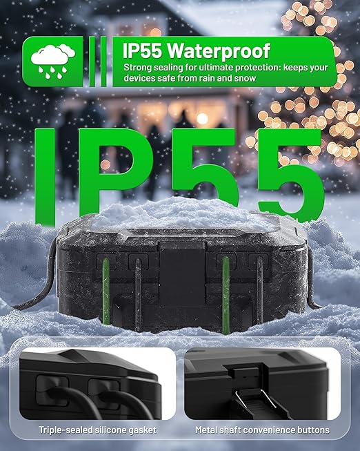 [2026 Upgrade] Outdoor Waterproof Electrical Box, (12.3 x 7.5 x 5.1 inch) with IP55 Waterproof Canvas, Weatherproof Extension Cord Cover, Protect Power Strip, Plug, Socket, Christmas Holiday Lights