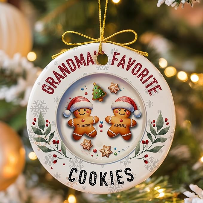 Personalized Christmas Ornaments 2025 for Family of 2, Custom Gingerbread Man Christmas Ornament with Names, New for Parents & Kids, Xmas Tree Decor