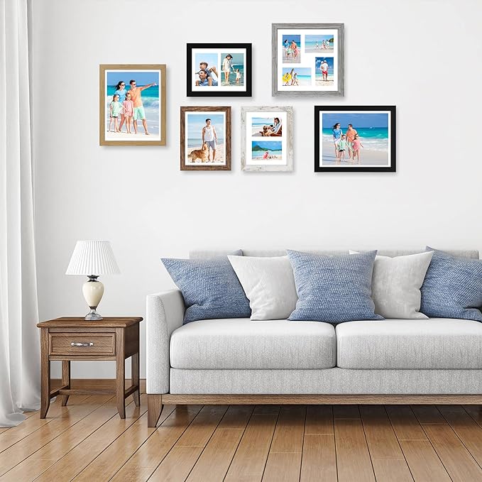 8.5x11 Picture Frame Set of 2, Natural Oak Certificate Document Frames with Glass Collage Frame, Display Pictures Two 5x7 With Mat or 8.5 x 11 Without Mat for Wall Hanging or Tabletop