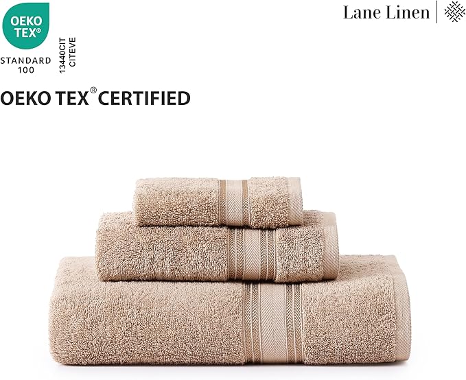 LANE LINEN Towel Set for Bathroom – 18-Pack 100% Ring-Spun Cotton, Zero Twist, Includes 6 Bath, 6 Hand & 6 Washcloth, Suitable for All Body Types, Soft & Quick Dry, Ideal for Airbnb & Spa - Tapue