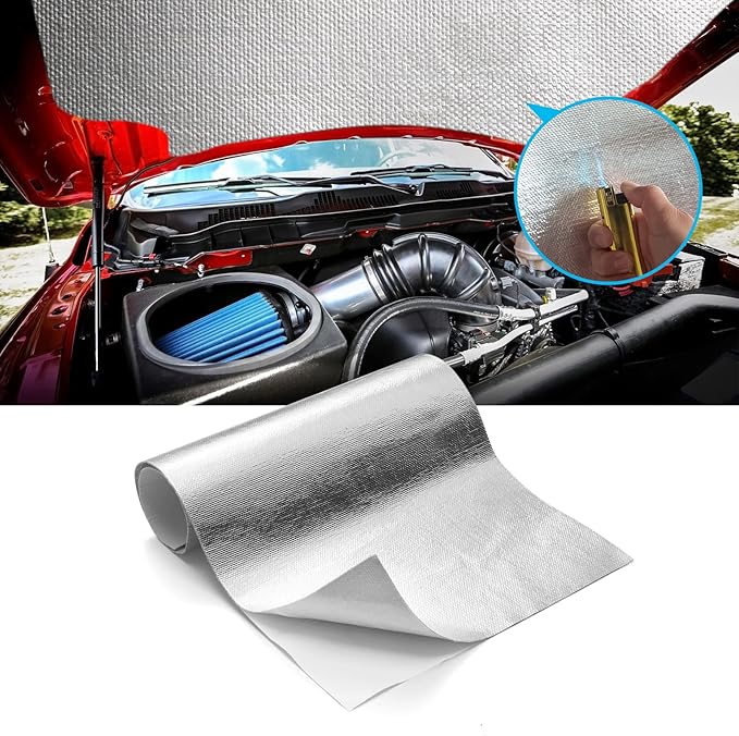 FLASLD Thermal Block - Automotive Heat Shield - Reflective Aluminum, Insulation & Adhesive 40'' X 80'', Aluminized Heat Shield Thermal Barrier Adhesive Backed Heat Blanket