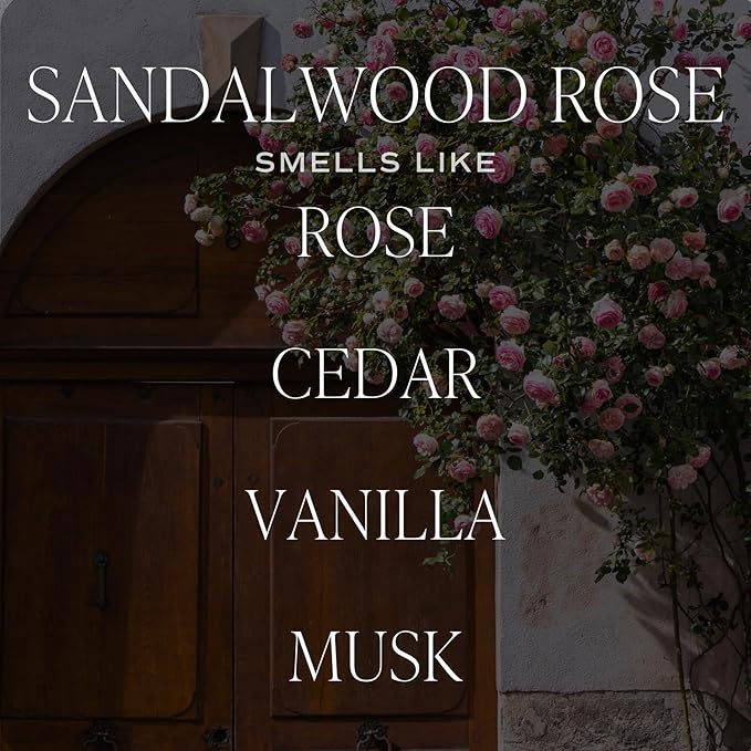 Sweet Water Decor Sandalwood Rose Scented Soy Candles – Green, Leafy, Winey, Rose, Guaiac Wood, Cedar, Amber, Musk – Cozy Aroma – 50 Hour Burn – 12oz Tinted Glass Jar for Home Decor and Bedroom Decor