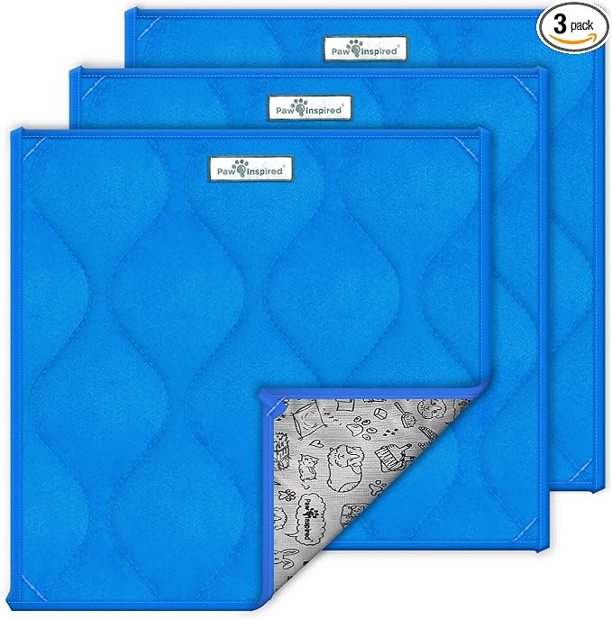 Paw Inspired Washable Fleece Guinea Pig Cage Liner Pads,12x12 Inch, Blue | Corner Mat, Pee Pad, Super Absorbent Bedding, Waterproof Bottom, Guinea Pigs, Ferrets, Rabbits, Hamsters, Small Animals