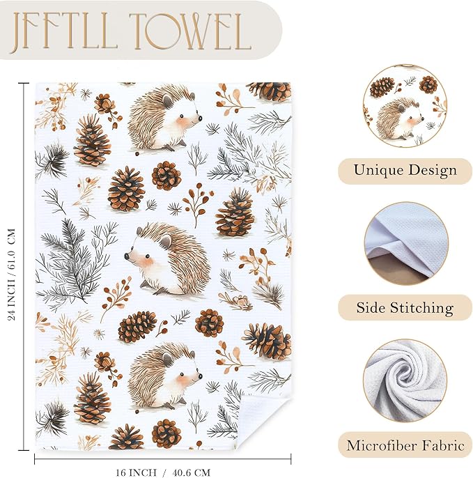 Hedgehog Gifts Kitchen Towels, Hedgehog Decor Hand Towels for Bathroom, 16x24 Inch