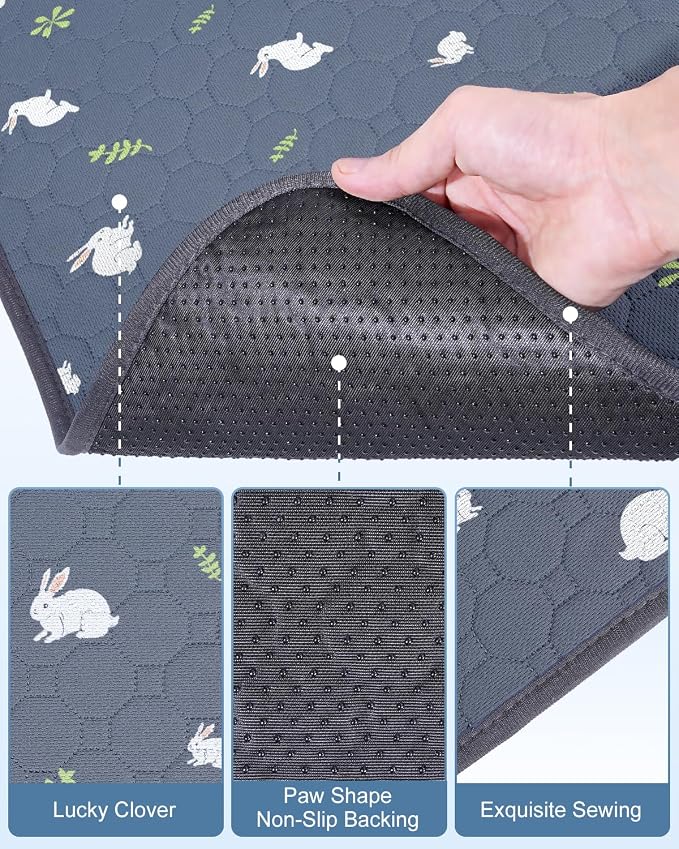 4 Pack 24 x 18 Inch Guinea Pig Cage Absorbent Liner Reusable Waterproof Super Absorbent Guinea Pig Urine Pad Non-Slip Mat for Small Animals Rabbit Hamster Rat. Washable Guinea Pig Bedding