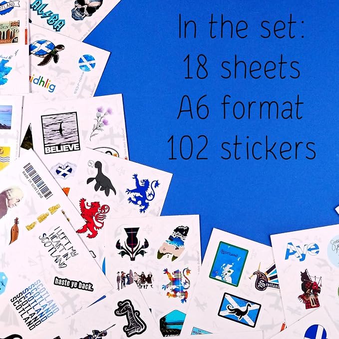100Pcs Scotland Stickers for Water Bottle and Laptop - Heritage Party Supplies & Decorations, Waterproof Vinyl Scottish Decals, Scotland Flag Stickers Laptop Decals, Gifts for Women & Men