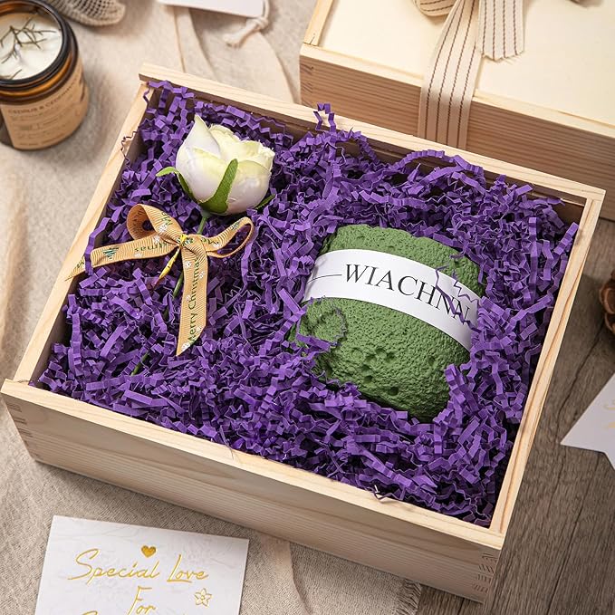 Mefleet 1/2 LB Crinkle Cut Paper Shred Filler 8 oz Purple Crinkle Shredded Paper for Gift Box - Gift Basket Bag Filler - Grass Cushion Stuffing for Easter, Mother's day, Holiday Packaging Wrapping