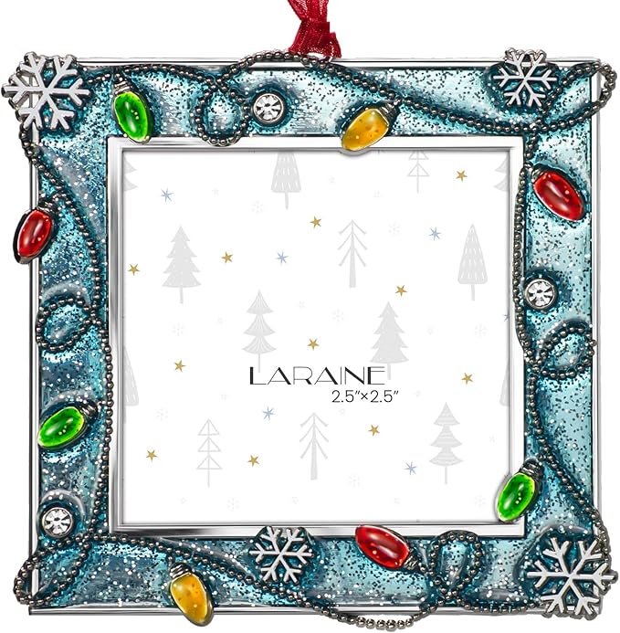 LARAINE Picture Photo Frame Christmas Metal 2025 Christmas High Definition Glass Display Pictures for Tabletop Home Decorative Holiday Gift (Blue, 2.5)