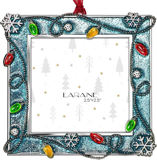 LARAINE Picture Photo Frame Christmas Metal 2025 Christmas High Definition Glass Display Pictures for Tabletop Home Decorative Holiday Gift (Blue, 2.5)
