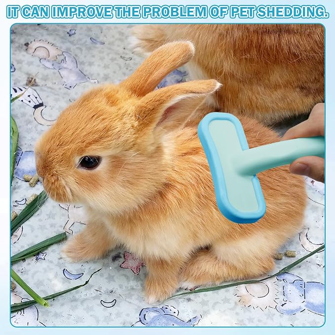 1Pcs Rabbit Bunny Soft Brush, Practical Brush for Rabbits Grooming, Soft Silicone Small Animal Massage Comb, Bunny Grooming Kit Supplies Suitable for Cats Puppies & Other Pets(Blue)