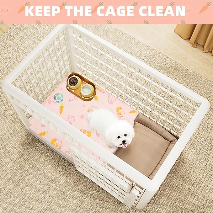 Homimp 2 Pack Guinea Pig Cage Liners,Washable Small Animal Bedding,Waterproof Reusable & Anti Slip Guinea Pig Pee Pad Fast and Super Absorbent Mat for Small Animal Rabbit Bunny Hamster,Pink 16"x24"