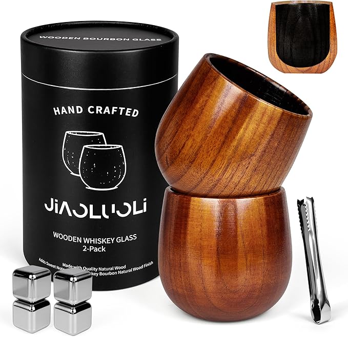 Charred Wooden Bourbon Drinking Glass, Whiskey Grail, Bourbon Gifts for Men, Finished Wooden Old Fashioned Glass, Great Whiskey Gifts for Men, Dad