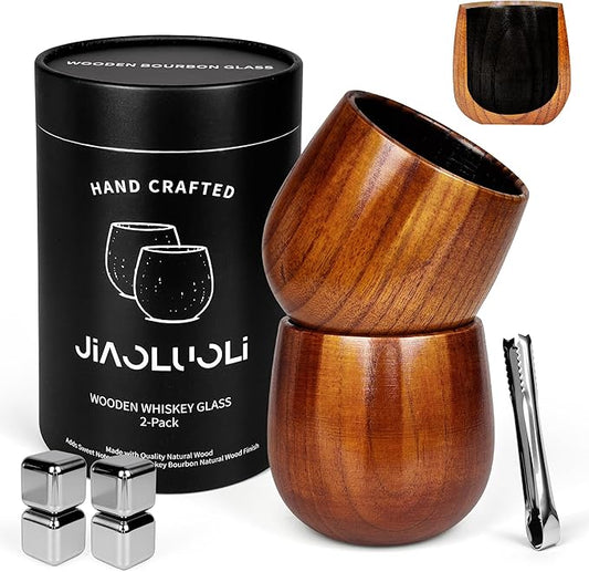 Charred Wooden Bourbon Drinking Glass, Whiskey Grail, Bourbon Gifts for Men, Finished Wooden Old Fashioned Glass, Great Whiskey Gifts for Men, Dad