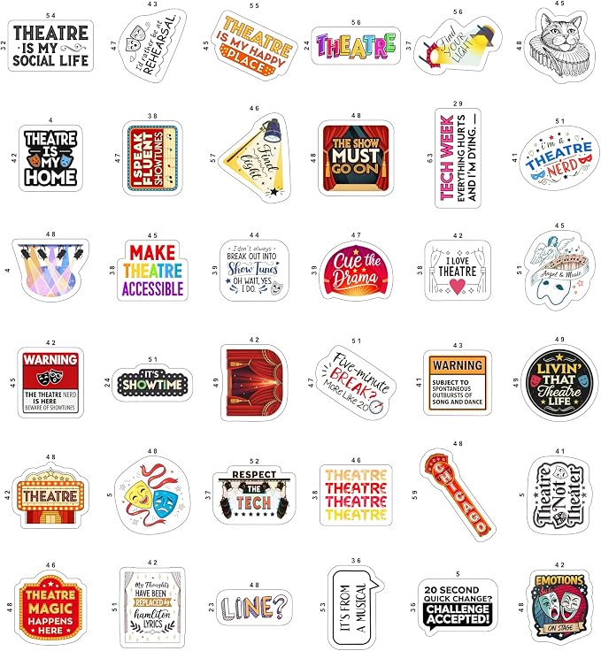 100Pcs Theatre Stickers for Laptop, Drama Stickers and Decals - Theatre Gifts - Drama Party Supplies - Gift for Women & Men