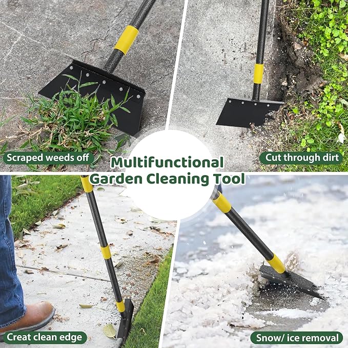 Ice Scraper, Snow Shovel, 2 Spades, 60" Detachable Garden Flat Shovel Scraper, Multifunctional Garden Cleaning Shovels,Heavy Duty Floor Scrapers for Weeding, Edging, Driveway Snow Ice Removal