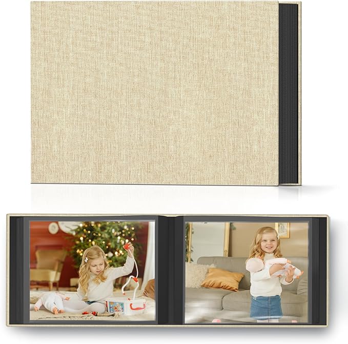 Popotop Photo Album 4x6 48 Pockets for Wedding Gifts,Linen Hardcover Picture Albums for Family Anniversary Baby Vacation Pictures