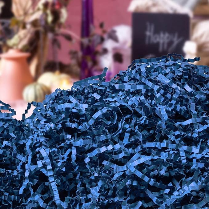NEWMIAO 1 LB Dark Blue Crinkle Cut Paper Shred Filler for Gift Baskets Stuffing, Shredded Crinkle Paper for Gift Box Bag Basket Filler Decoration Christmas Wedding Birthday Bridesmaid Gift Wrapping