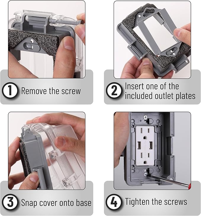 Bates- Weatherproof Electrical Outlet Cover, 1-Gang, Outdoor Plug Cover