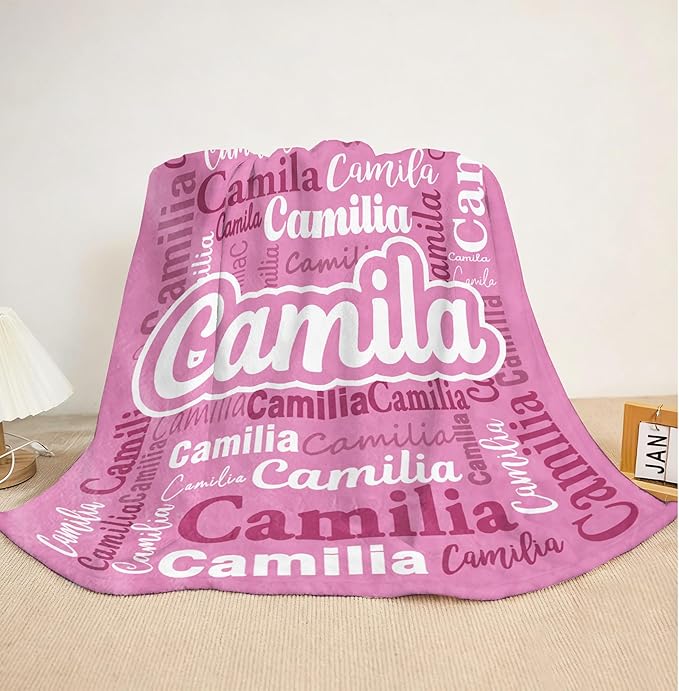 Ships Next Day- Custom Blanket with Name, Personalized Kids Throw Blankets, Teen Girl Gifts Trendy Stuff, Christmas Birthday Gifts for Boys Girls