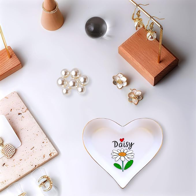 Daisy Ring Holder Dish Tray, Gifts For Women Teens Girls, Daisy Lovers Themed Stuff Accessories Things Decor Merch, Home Room Ring Earrings Necklace Organizer Holder!