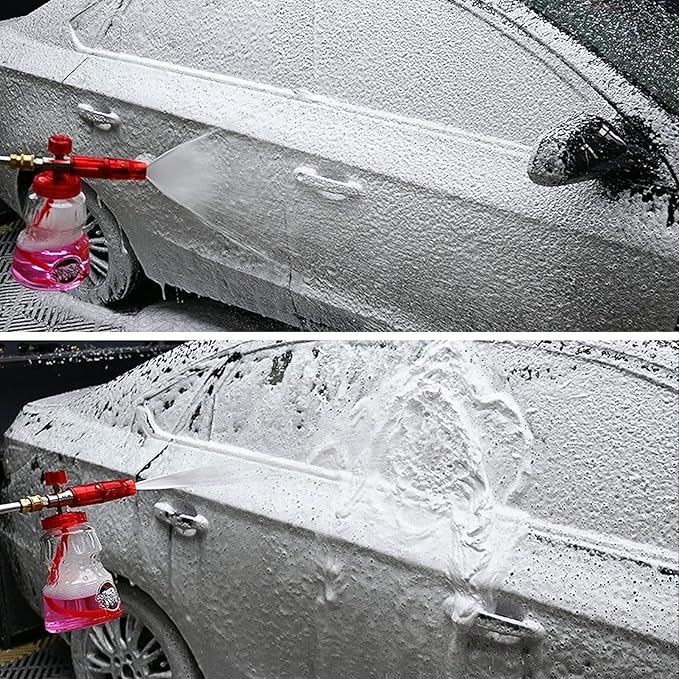 BEAR FORCE Pressure Washer Spray Gun Power Washer Short Gun with M22-ID14mm & Foam Cannon Foam Gun with 5 Nozzles Tips #035 & 3/8'' Quick Connector Swivel, Additional Orifice Nozzle 1.10mm Car Washing