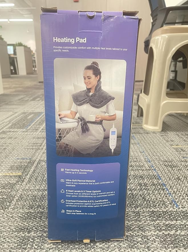 RENPHO Electric Heating Pad for Back, Mothers Day Gifts & Birthday Gifts for Mom Dad Women Men, FSA Eligible & HSA Store, Neck and Shoulder Heat Pad, Fast Heating, 24"x33", ETL Certified, Blue