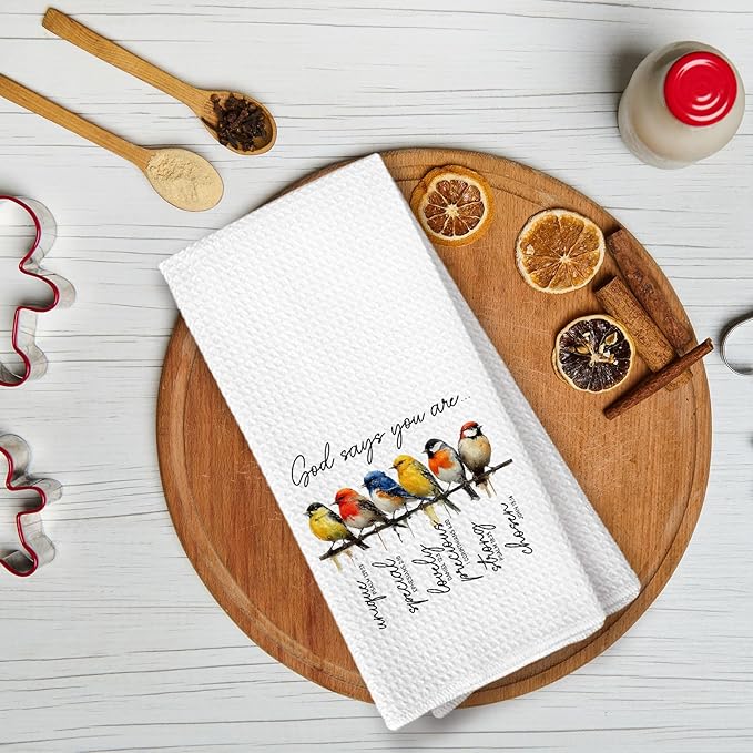 Christian God Says You are Bird Kitchen Decor Towels, Christian Religious Birthday Gifts for Women, Bible Verse Inspirational Bird Bathroom Towels, Motivational Bathroom Kitchen Hand Towel