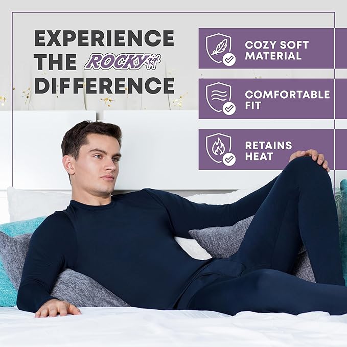 Rocky Thermal Underwear Men Long Johns Men Thermal Underwear Thermals Mens Base Layer Mens Thermals Top and Bottom Set