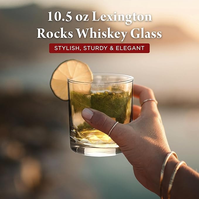 DISCOUNT PROMOS Lexington Rocks Whiskey Glass 10.5 oz, Set of 12, Bulk Pack - Perfect for Scotch, Bourbon, Whiskey, Cocktail - Clear