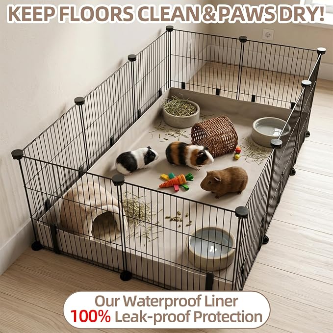 Guinea Pig Cage Liner, 56"x28" Waterproof Bottom Tarp | Fits Standard 2x4 C&C Cages, 600D Oxford Fabric Tray, 4" Raised Sides, Pet Mat for Rabbits, Small Animals