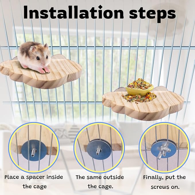 Hamster Suspension Bridge Toy，Small Animal Climbing Toys,Chinchilla Cage Natural Wood Flexible Platform Toy,Suitable for Hamsters, Chinchillas, Guinea Pigs, Birds, Small Animals