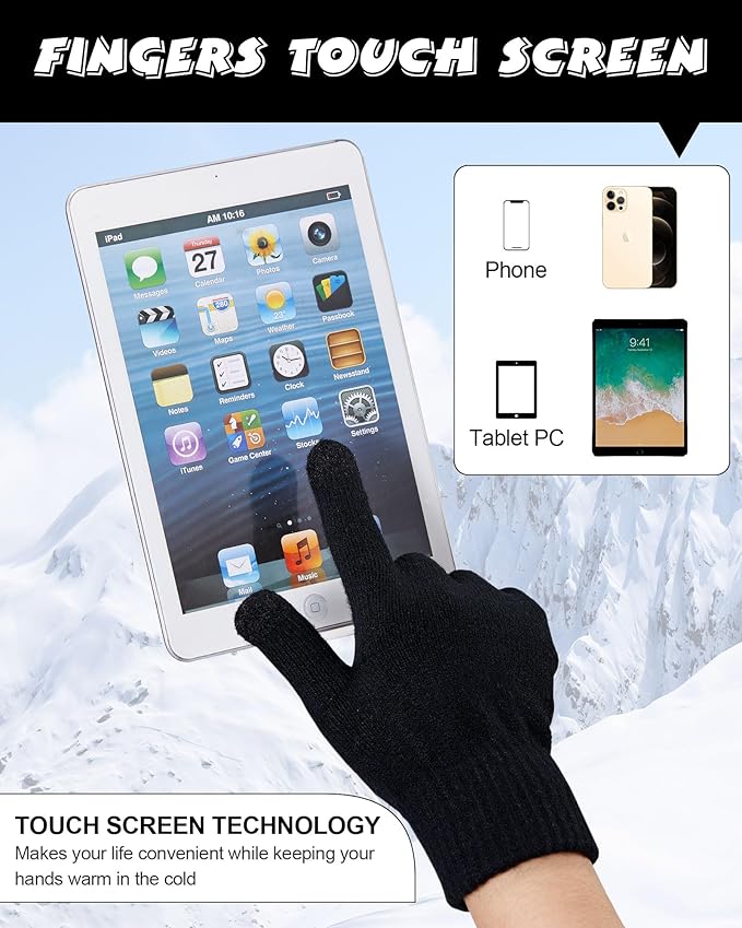 10 Pieces Winter Hat Beanie Scarf Touch Screen Gloves and Sock Set Slouchy Knit Skull Cap Beanies Fleece Lining Neck Warmer