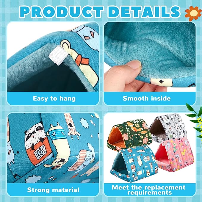 Cinnvoice Guinea Pig Hideout Bed Washable House Cage, Wonder Tale, 7.9 in | Soft Tunnel for Hamster Rabbit Bunny Chinchillas Hedgehog Mice Rat, Cozy Hideaway Habitat Accessories, Removable Cushion Pad