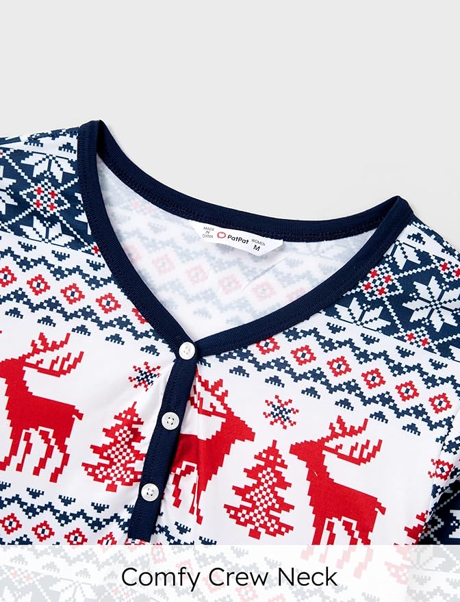 PATPAT Christmas Family Matching Pajama Sets Includes Christmas Socks - Perfect for Family Photos & Holiday Celebrations