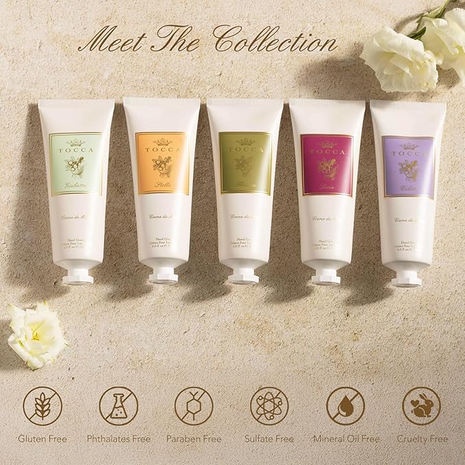 Tocca Crema de Mano, Cleopatra Hand Cream, 4 oz - Grapefruit, Jasmine, Vanilla Musk - Moisturizing, Quick Absorbing