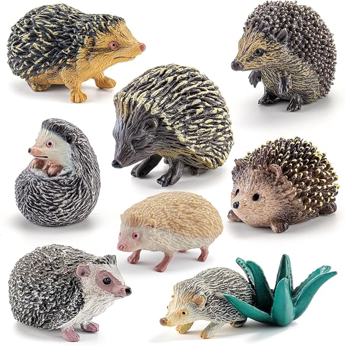 8PCS Mini Hedgehog Figure, Forest Animal Toys, Fairy Garden Decor | Plant Decorations for Pots, Garden decorations, Solid Animal Toys, Woodland Cake Decoration, Kid Birthday Holiday Party Gifts
