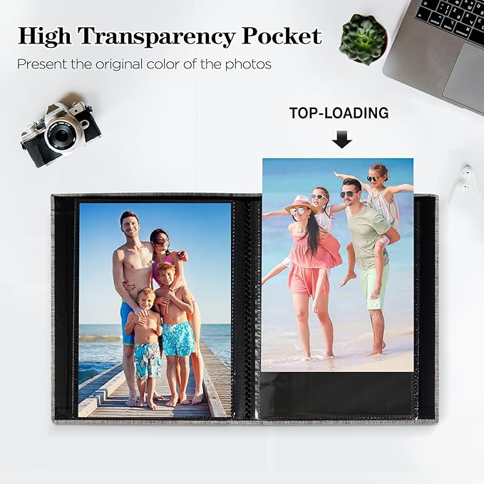 Mublalbum 2 Pack 4x6 Inch Blue Linen Hardcover Photo Albums with 26 Pages Each